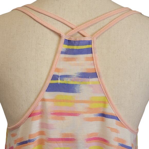 American Eagle Tank Top Womens Sz M‎ Striped Pink Blue Flowy Sheer Strappy Shirt - Picture 5 of 8